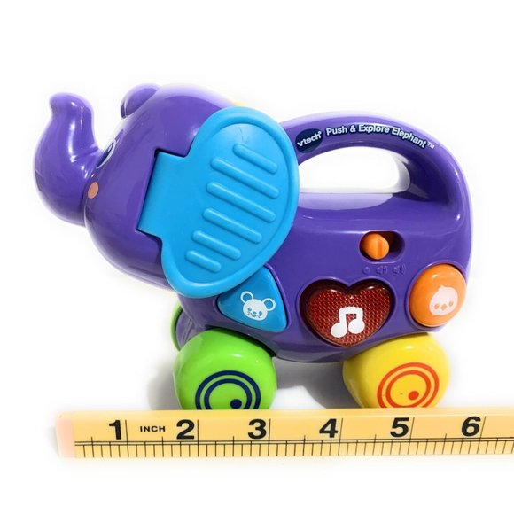Push And Explore Vetch Elephant 6" musical education purple lights up works - Picture 1 of 6